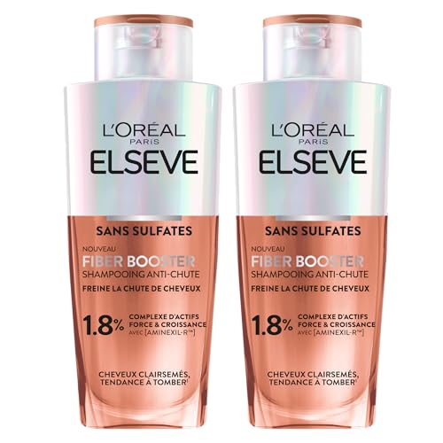 L'ORÉAL PARIS Elseve Fiber Booster Shampoo gegen Haarausfall, für dünner werdendes Haar, ohne Sulfate, verhindert Haarausfall und redensifiziert, angereichert mit Aminexil-R, für Männer und Frauen, 2 von L'Oreal Paris