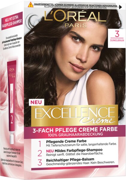 L'Oréal Paris Excellence Creme 3 Dunkelbraun Coloration 1Stk L'Oréal Paris Excellence Creme 3 Dunkelbraun Coloration 1Stk von L'Oréal Paris