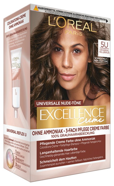 L'Oréal Paris Excellence Creme Universale Nude-Töne 5U Hellbraun Coloration 1Stk von L'Oréal Paris