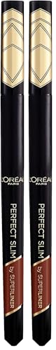 L'Oréal Paris Eyeliner mit präziser Filzspitze für den perfekten Lidstrich und unwiderstehliches Augen Make-up, Super Liner Perfect Slim, Nr. 03 Brown (Braun), 1 Stück (Packung mit 2) von L'Oréal Paris
