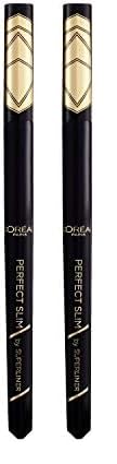 L'Oréal Paris Eyeliner mit präziser Filzspitze für den perfekten Lidstrich und unwiderstehliches Augen Make-up, Super Liner Perfect Slim, Nr. 1 Intense Black (Schwarz), 1 Stück (Packung mit 2) von L'Oreal Paris