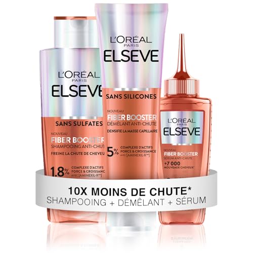 L'Oréal Paris – Fiber Booster – Vollständiges Anti-Haarausfall-Protokoll – Stimuliert das Wachstum – erhöht die Kapillardichte – Männer und Frauen – Shampoo ohne Sulfate + Entwirrung + Serum für von L’Oréal Paris
