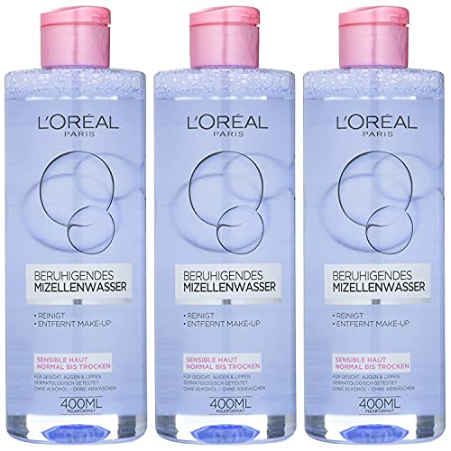 L'Oréal Paris Gesichtsreinigung, Beruhigendes Mizellenwasser und Make-Up Entferner zur Reinigung und Pflege, Skin Expert, 3 x 400 ml von L'Oréal Paris