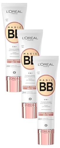 L'Oréal Paris Getönte Tagescreme, Für 24h Feuchtigkeit und einen ebenmäßigen Teint, Magic BB Teint Optimierer, Nr. 02 Light (Hell), 1 x 30 ml (Packung mit 3) von L'Oréal Paris