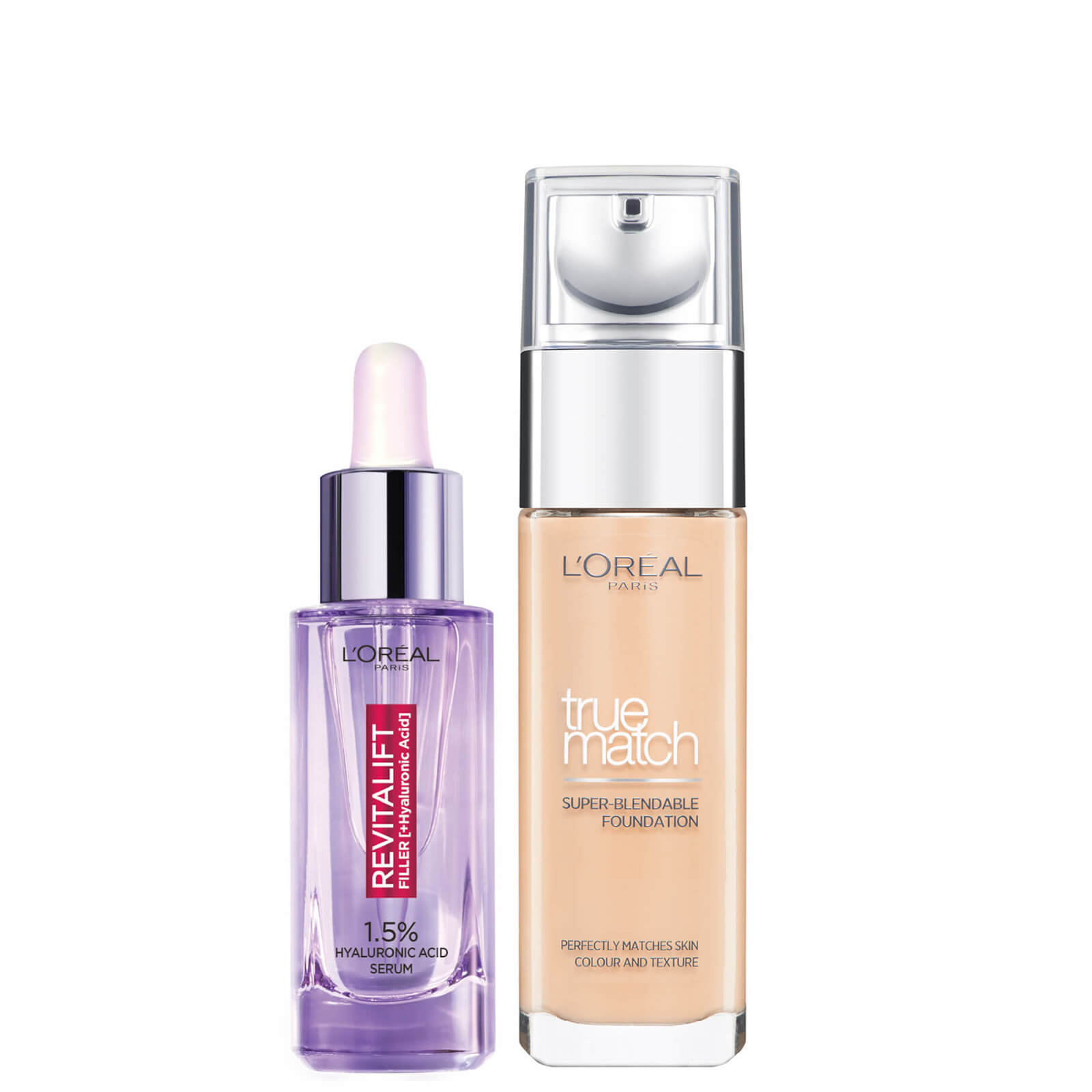 L'Oreal Paris Hyaluronic Acid Filler Serum und True Match Hyaluronic Acid Foundation Duo (verschiedene Farbtöne) - 4W Golden Natural von L'Oréal Paris