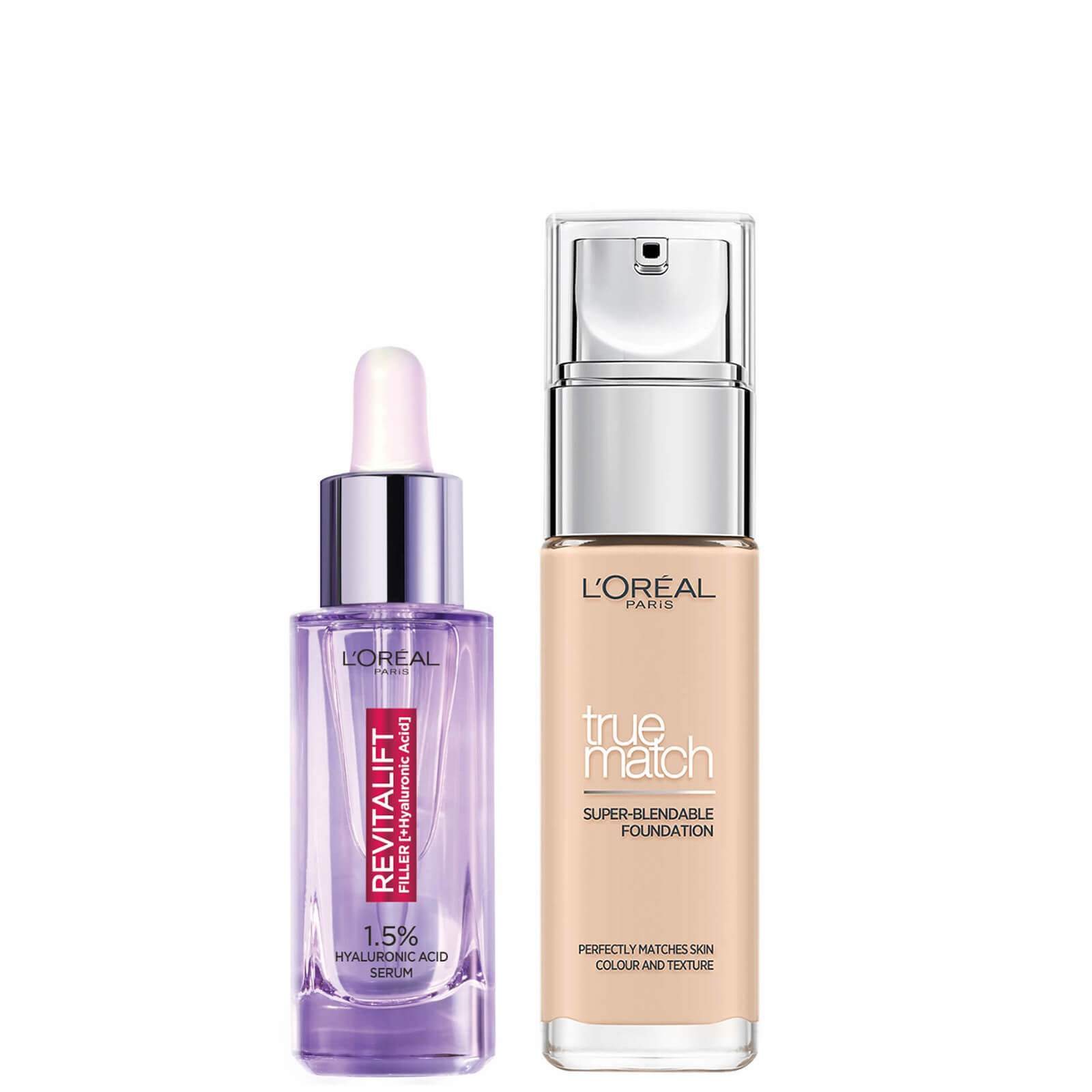 L'Oreal Paris Hyaluronic Acid Filler Serum und True Match Hyaluronic Acid Foundation Duo (verschiedene Farbtöne) - 0.5N Porcelain von L'Oréal Paris