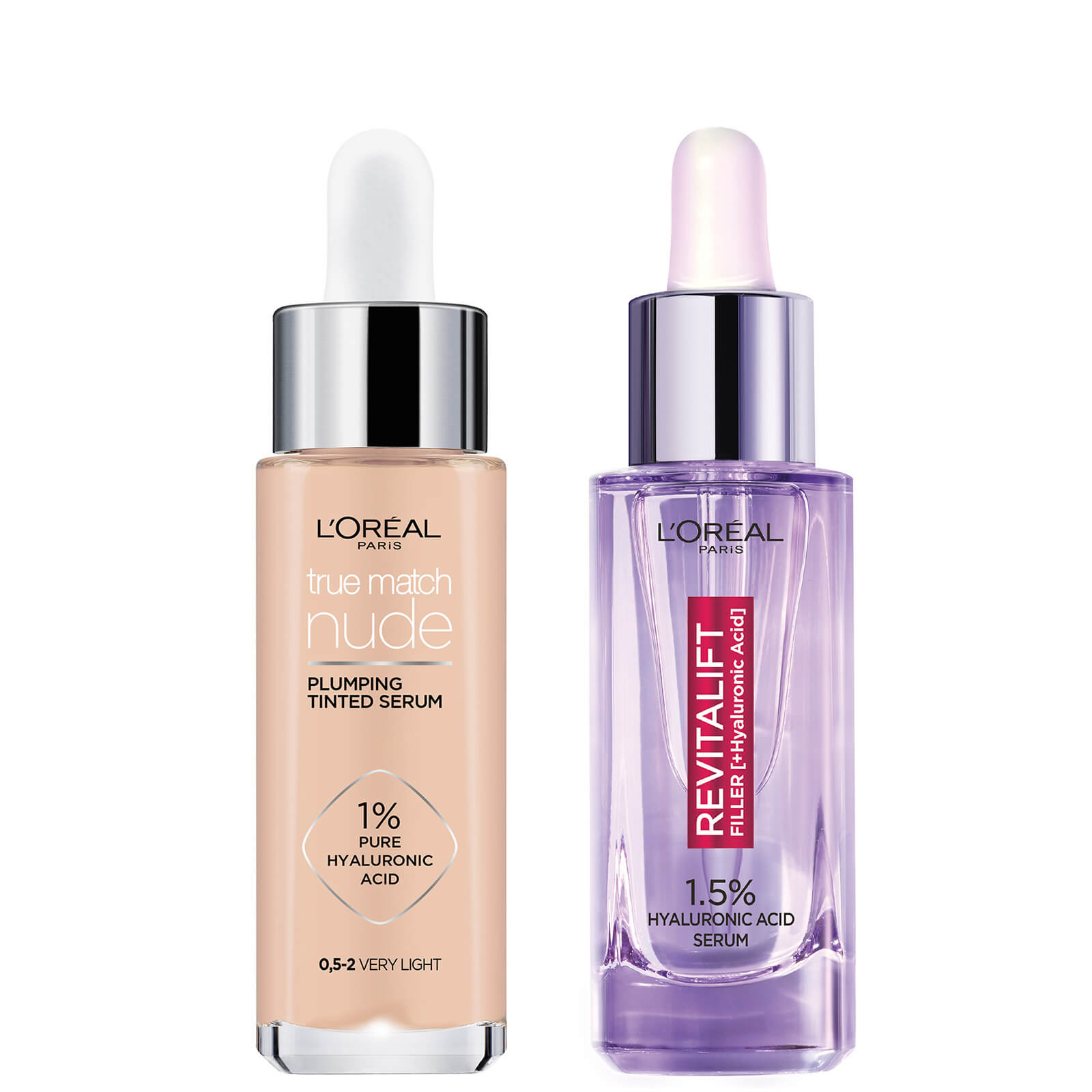 L'Oreal Paris Hyaluronic Acid Revitalift Filler Serum and True Match Tinted Serum Duo (Various Shades) - 0.5-2 Very Light von L'Oréal Paris