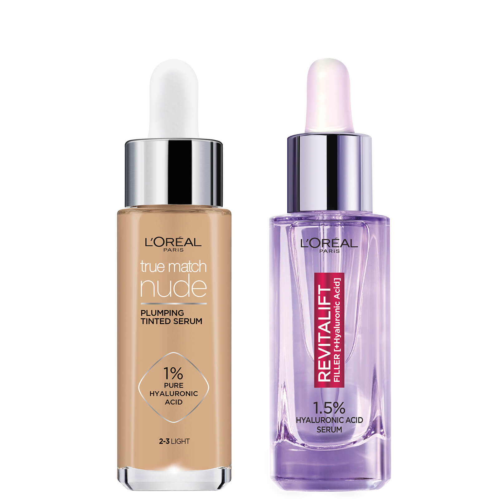 L'Oreal Paris Hyaluronic Acid Revitalift Filler Serum and True Match Tinted Serum Duo (Various Shades) - 2-3 Light von L'Oréal Paris