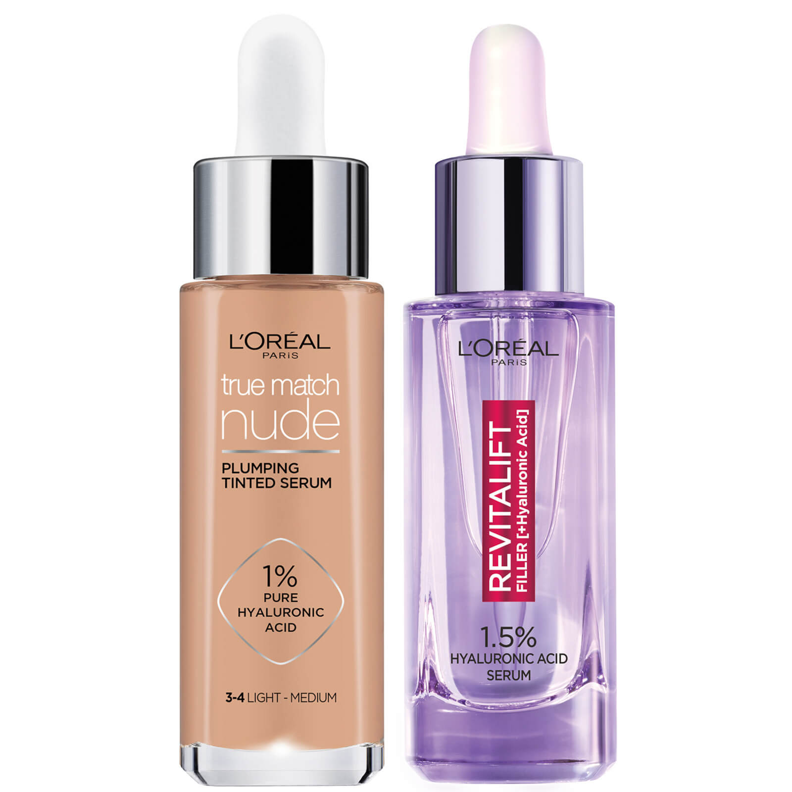 L'Oreal Paris Hyaluronic Acid Revitalift Filler Serum and True Match Tinted Serum Duo (Various Shades) - 3-4 Light Medium von L'Oréal Paris