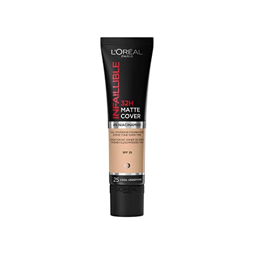 L'Oréal Paris Infaillible 32H Matte Cover, Make-Up vom Finish Matte Vollständige Abdeckung auf der Haut, 25 Ivoire Rosé, 30 ml von L'Oréal Paris