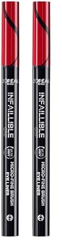 L'Oréal Paris Infaillible 36H Grip Micro-Fine Liner Obsidian, Eyeliner für ultra-feine Liner Looks, 0, 4ml (Packung mit 2) von L'Oréal Paris