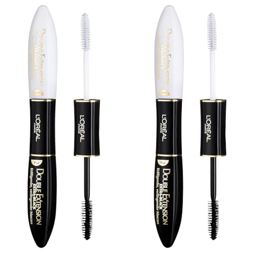 L'Oréal Paris Mascara, Schwarze Wimperntusche und Mascara Primer für lange Wimpern, Double Extension Carbon Black, 12 ml (Packung mit 2) von L'Oréal Paris