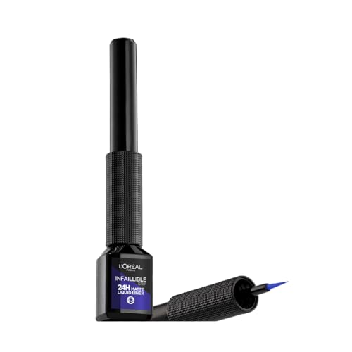 L'Oréal Paris Matte Signature Eyeliner 02 Blue, blauer Eyeliner mit Präzisionspinsel für einen präzisen Lidstrich, wisch- und wasserfest, 3 ml von L'Oréal Paris