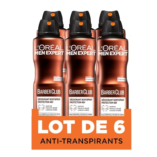 L'Oréal Paris Men Expert BarberClub Deodorant Bodyspray Schutz 48h – 150 ml – 6 Stück – Zedernholz von L'Oreal Paris