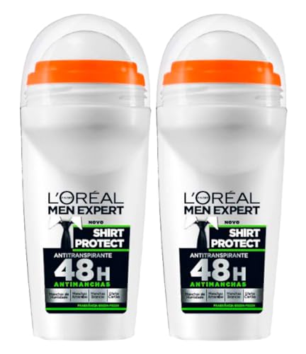 L'Oréal Paris Men Expert Shirt Protect Deodorant Roll-On Anti-Transpirant 48h Schutz mit Anti-Track Technologie Frischer Duft - 2 Flaschen à 50 ml von L'Oreal Paris