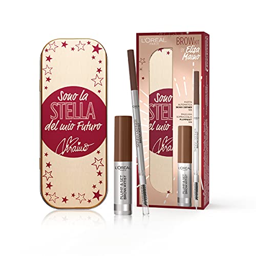 L'Oréal Paris Pochette Geschenkidee für Damen, inklusive Augenbrauenstift Le Skinny Definer Brunette (105), Augenbrauen-Mascara Plump&Set von L'Oréal Paris