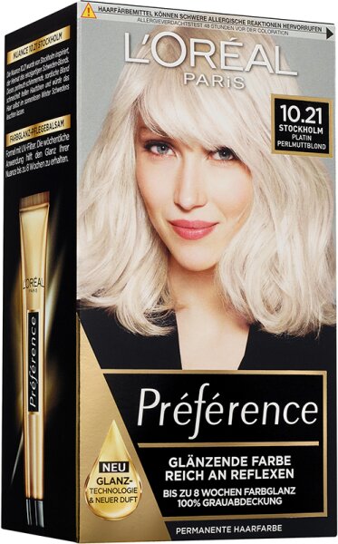 L'Oréal Paris Préférence 10.21 Platin Perlmuttblond (Stockholm) Coloration 1 Stk. von L'Oréal Paris