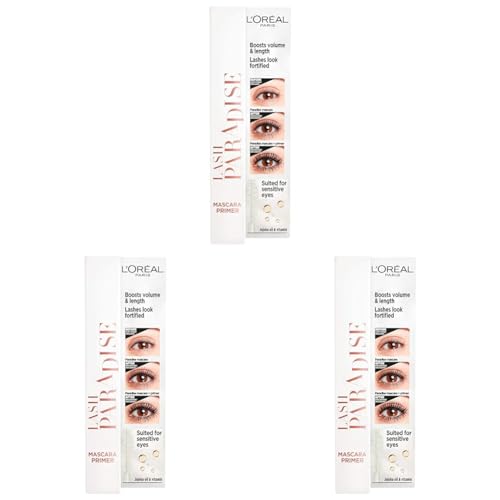 L'Oréal Paris Primer für Mascara, Für Länge, Volumen und längeren Halt der Wimperntusche, Lash Paradise Primer, Transparent, 7,2 ml (Packung mit 3) von L'Oreal Paris