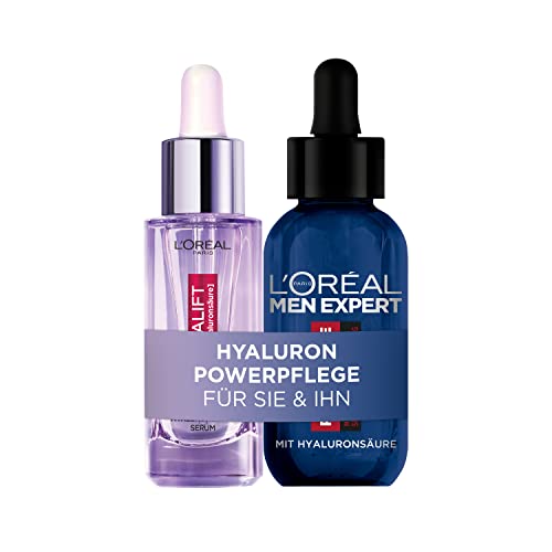 L'Oréal Paris Serum-Set, Hyaluron Serum mit 1,5% purer Hyaluronsäure, Revitalift Filler, und Anti-Aging Serum für Männer, Power Age, Geeignet für müde und matte Haut, 2 x 30 ml von L'Oréal Paris