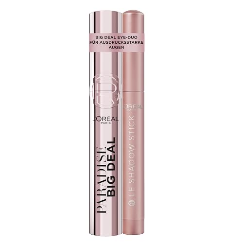 L'Oréal Paris Set: Paradise Big Deal Mascara Schwarz & Le Shadow Stick Alluring Rose | Für endlos lange Wimpern & strahlende Augen | Wischfest & langanhaltend | 2er-Set L'Oréal Paris Set: Paradise Big Deal Mascara Schwarz & Le Shadow Stick Alluring Rose | Für endlos lange Wimpern & strahlende Augen | Wischfest & langanhaltend | 2er-Set von L'Oréal Paris