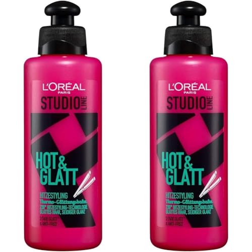 L'Oréal Paris Studio Line Hitzeschutz-Balm, Haarcreme für glatte Haare, Anti-Frizz, Hot & Glatt Thermo-Glättungs-Balm, 1 x 200 ml (Packung mit 2) von L'Oréal Paris