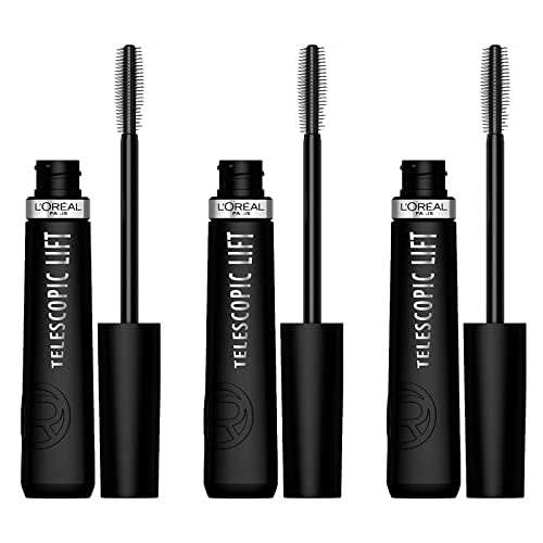 L'Oréal Paris Telescopic Lift Wimperntusche Verlängern und Volumen Vegane Formel mit Ceramid-Komplex Leichte Textur gegen Klumpen oder Entgraten für alle Arten von Wimpern, Farbe Schwarz - 3 Kosmetika von L'Oréal Paris