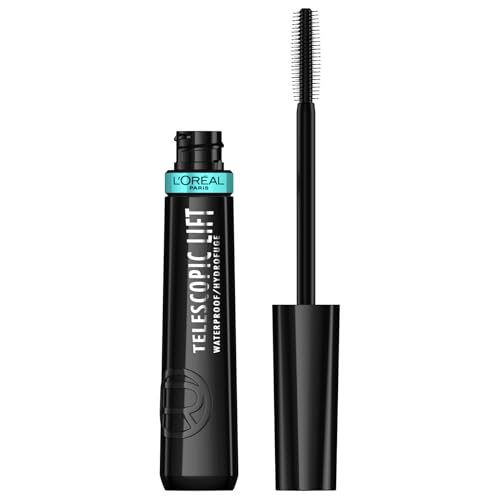 L'Oréal Paris Wasserfeste Mascara, Langanhaltendes Lifting bis zu 36 Stunden, Sichtbar mehr Wimpernlänge, Kein Verklumpen, kein Verschmieren & kein Krümeln, Telescopic Lift Waterproof, Schwarz von L'Oreal Paris