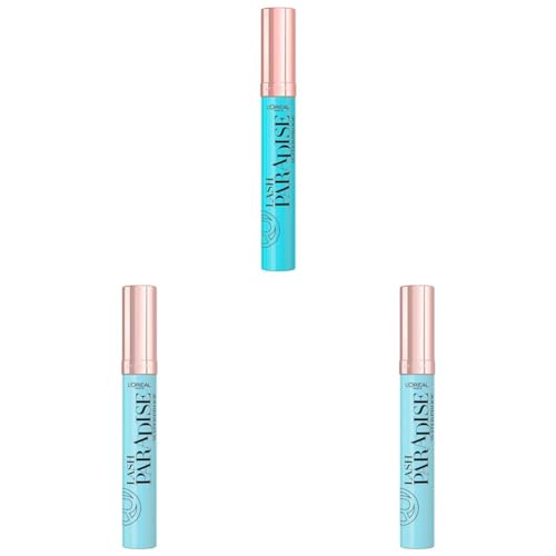 L’Oréal Paris Wasserfeste Wimperntusche für intensives Volumen und spektakuläre Länge, Für empfindliche Augen geeignet, Lash Paradise Waterproof Mascara, Schwarz, 1 Stück (Packung mit 3) von L'Oréal Paris