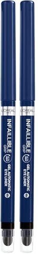 L'Oréal Paris Wasserfester Eyeliner mit Gel-Formel und integriertem Schwamm für gelungene Smokey Eyes, 36h Halt, Infaillible Gel Automatic Grip Liner, Blue Jersey (Blau), 1 Stück (Packung mit 2) von L'Oréal Paris