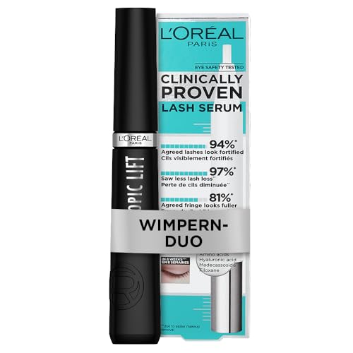 L'Oréal Paris Wimpern-Duo: mit Telescopic Lift Mascara, Für langanhaltendes Lifting bis zu 36 Stunden + Clinically Proven Lash Serum, für dichtere und vollere Wimpern, Nr. 00 Transparent, 2-teilig von L'Oreal Paris