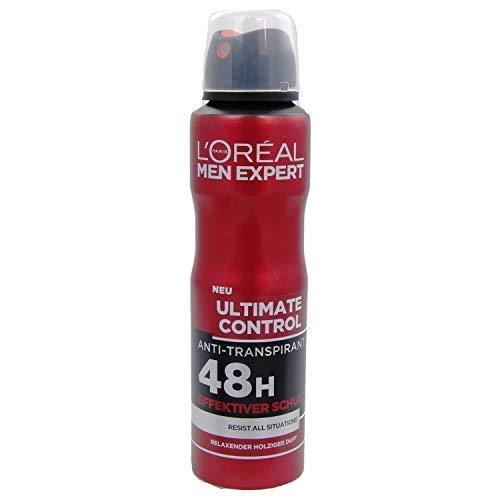 Loreal Men Expert Ultimate Control Anti Transpirant Deo Spray 48h Effektiver Schutz, Relaxend holziger Duft, 6er Pack (6x150ml) von L'Oréal Paris