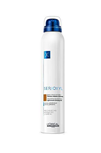 L'Oréal Professionnel Paris Serioxyl Spray Hellbraun, kräftigendes Farbspray für dünner werdendes Haar, für mehr Haarfülle, 200 ml von L'Oréal Professionnel Paris