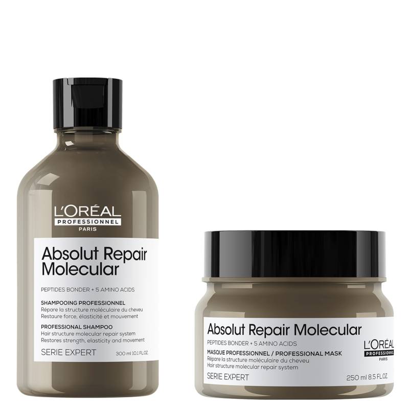 L'Oréal Professionnel Absolut Repair Molecular Shampoo 300ml and Rinse-Off Mask 250ml Set for Damaged Hair von L'Oréal Professionnel