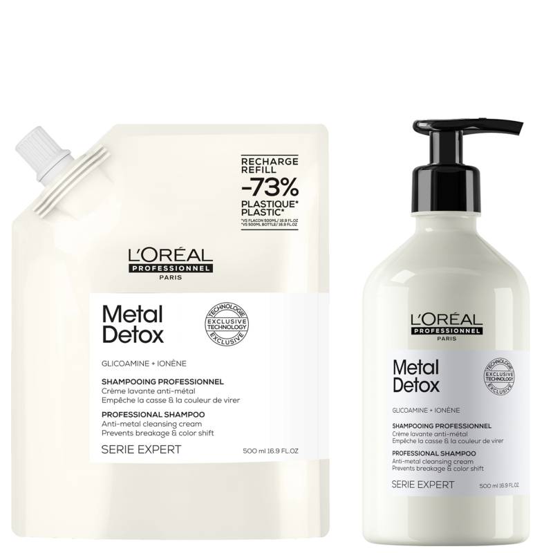 L’Oréal Professionnel Metal Detox Shampoo 500ml and Refill Pack 500ml for breakage & colour protection von L’Oréal Professionnel