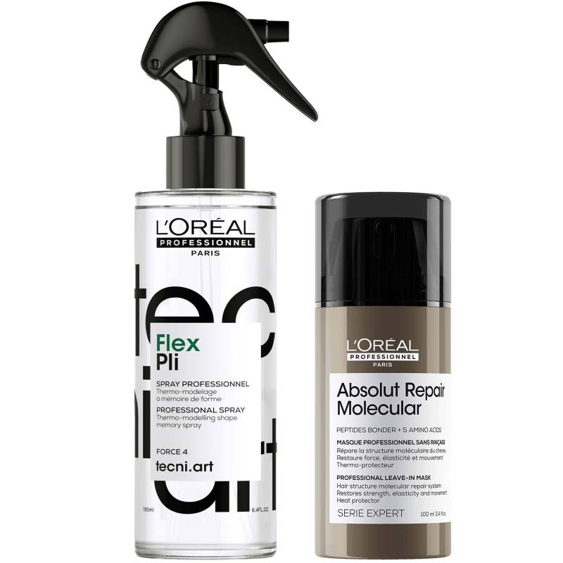 L'Oréal Professionnel Protect & Style Bundle: Tecni Art Flex Pli, Thermo-modelling Styling Hair Spray, Absolut Repair Molecular Leave-In Cream, 190ml & 100ml von L'Oréal Professionnel