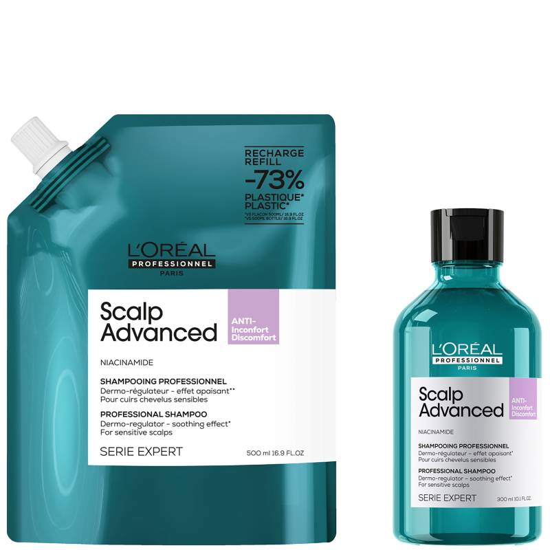 L’Oréal Professionnel Scalp Advanced Anti-Discomfort Shampoo 300ml and Refill Pack 500ml deep scalp treatment von L'Oréal Professionnel
