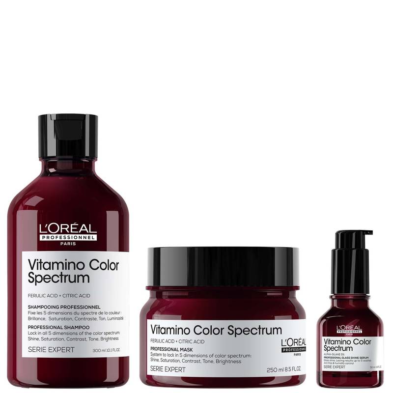 L'Oréal Professionnel Vitamino Color Spectrum Shampoo 300ml, Rinse Off Hair Mask 250ml and Serum 50ml Bundle for Coloured Hair von L'Oréal Professionnel