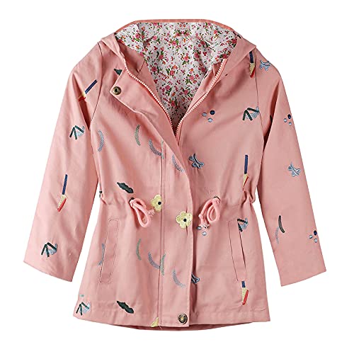 L PATTERN Kinder Mädchen Mantel Herbst Frühling Klassische Jacke Trenchcoat Übergangsjacke Windjacke Kapuzenmantel Kapuzenjacke, Rosa, 130 von L PATTERN