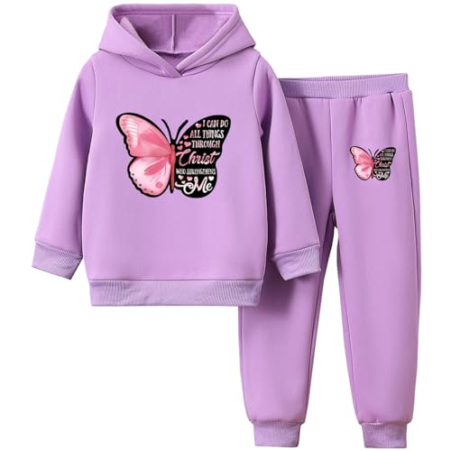 L PATTERN Trainingsanzug Mädchen Jogginganzug Kinder Kinderkleidung set Sportanzug 2tlg Tracksuit Freizeitanzug Sweatshirt + Sporthose Trainingsanzug Kinder,Lila 2,104-110 von L PATTERN