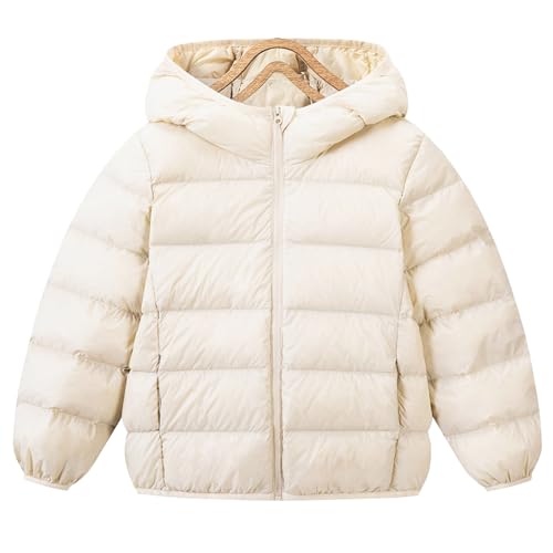 L PATTERN Leichte Daunenjacke Kinder Warm Kurz Wintermantel Mädchen Junge Winterjacke Aufbewahrungsbeutel für Geschenke,Weiß,134-140 von L PATTERN