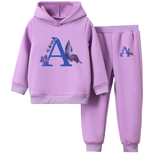 L PATTERN Mädchen Jogginganzug Trainingsanzug Kinder Mädchen Sportanzug Sweatshirt+Hose Bekleidungsset für Herbst Winter,Lila,122-128 von L PATTERN