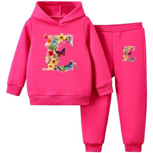 L PATTERN kinder Jogginganzug Mädchen Trainingsanzug Bekleidungsset Zweiteiler Outfit-Set Sweatjacke & Jogginghose Kinder Sportanzug Freizeitanzug,Rosenrot 4,122-128 von L PATTERN