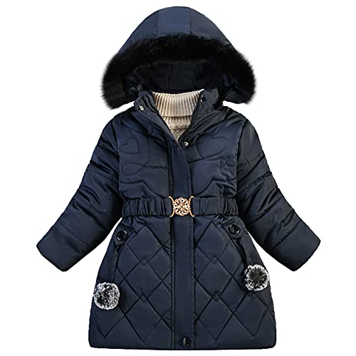 L PATTERN Mädchen Winterjacke Kinder Wintermantel Verdicken Warm Steppjacke Winter Oberbekleidung, Blau, 134-140 von L PATTERN