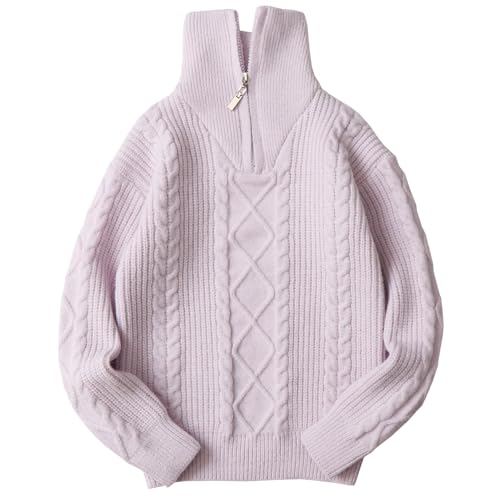 L PATTERN Strickpullover Teenager Mädchen Kinder Hoher Kragen Lange Ärmel Outdoor Pullover Herbst Freizeit Kaschmir Jacke,Violett,122-128 von L PATTERN