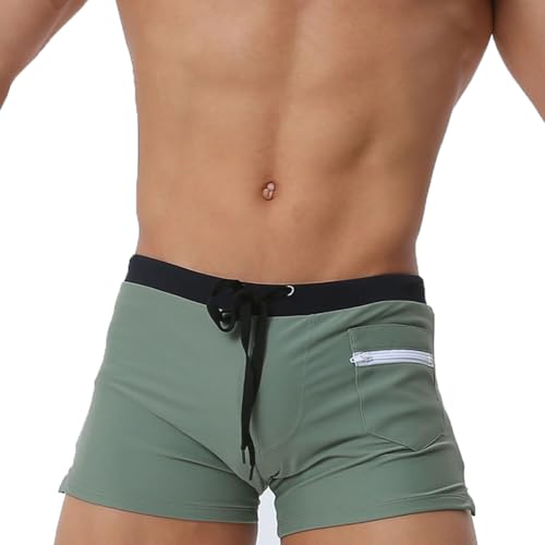 L-Peach Badeanzug Herren Bademode Boxershorts Schwimmen Strand Meer Pool Sport Slip Shorts, A1, Marineblau, S 7-9 von L-Peach