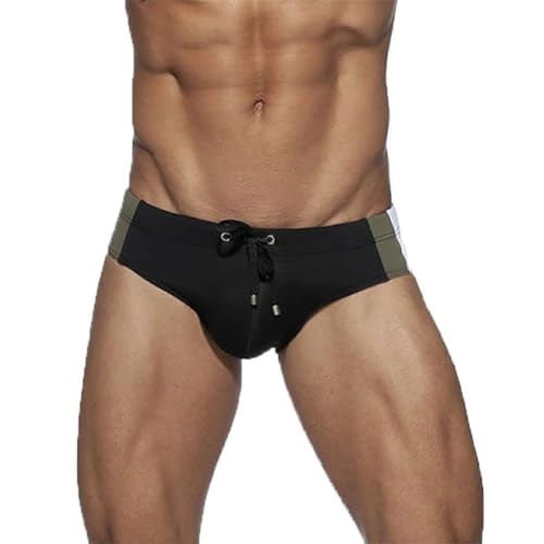 L-Peach Badeanzug Herren Bademode Boxershorts Schwimmen Strand Meer Pool Sport Slip Shorts, F1, Schwarz/Grau, XXL von L-Peach