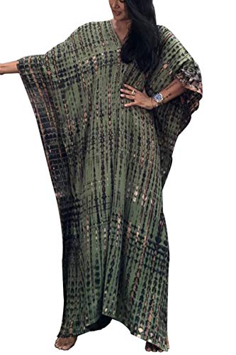 L-Peach Damen Bohemian Kaftan Nachthemd Langes Loungewear Strandkleid Vertuschungen Robe Sarong Pareo von L-Peach