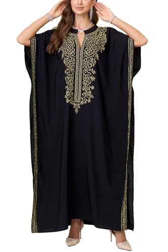 L-Peach Damen Baumwolle Kaftan Langes Kleid Kimono Maxi Strandkleid Bikini Cover Ups von L-Peach
