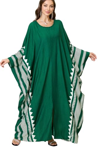 L-Peach Damen Baumwolle Kaftan Langes Kleid Maxi Strandkleid Bikini Coverups One Size von L-Peach