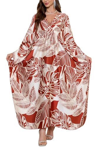 L-Peach Damen Bohemian Cardigan geräumiges Nachthemd Loungewear Strandkleid Cover-Ups Robe Kaftan Sarong Pareo, Mehrfarbig, 40 cm, Einheitsgröße von L-Peach